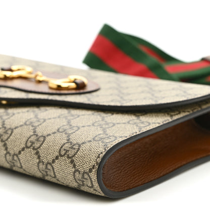 Gucci GG Supreme Monogram Azalea Calfskin Web Small Horsebit 1955 Crossbody Bag Beige Ebony Brown Sugar 10 of 10