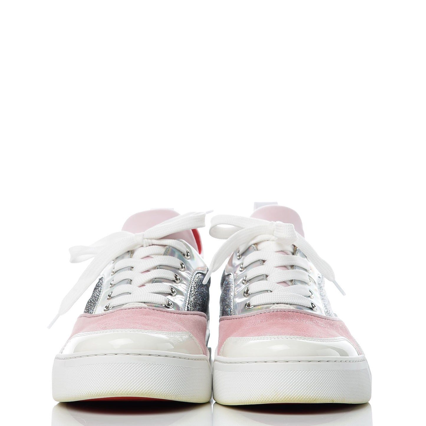 Metallic Calfskin Womens Aurelien Flat Sneakers 39.5 Silver Pink