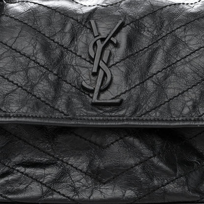 Saint Laurent Crinkled Calfskin Matelasse Monogram Medium Niki Chain Satchel Black 8 of 13