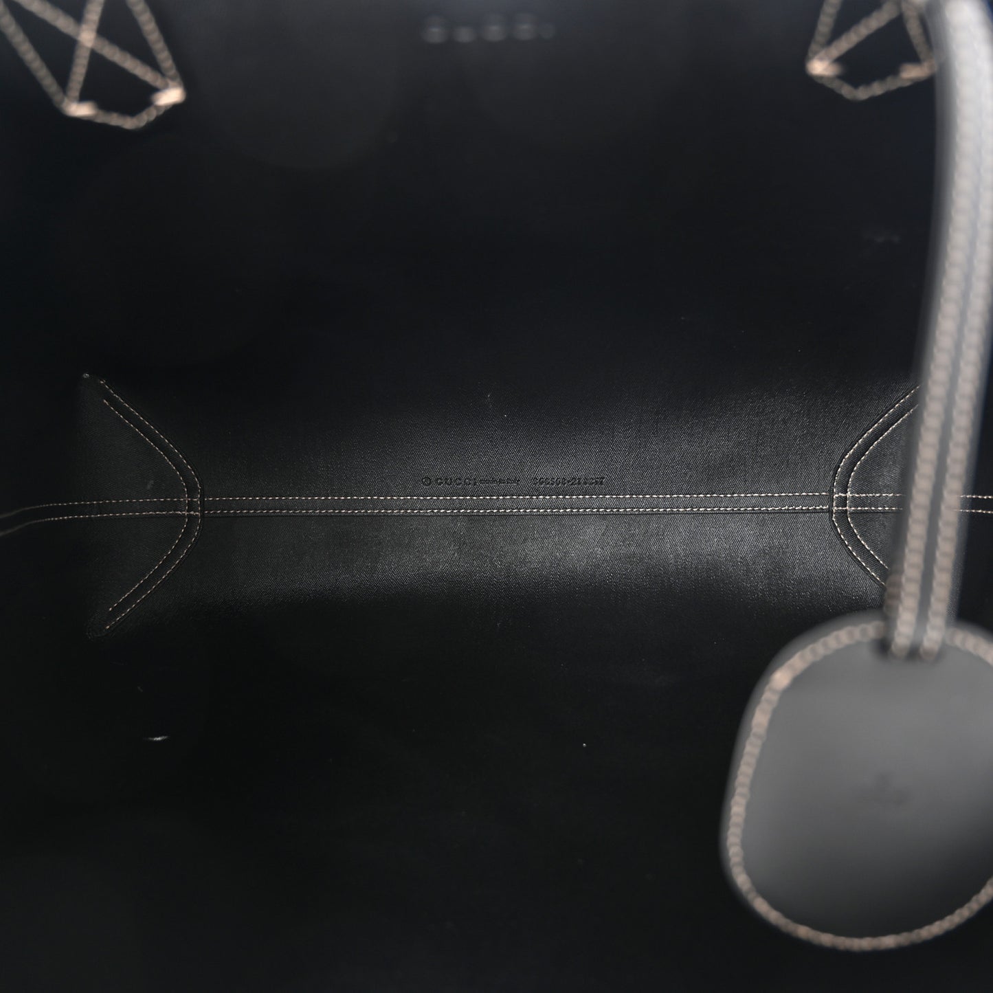 Calfskin GG Supreme Monogram Medium Reversible Tote Black
