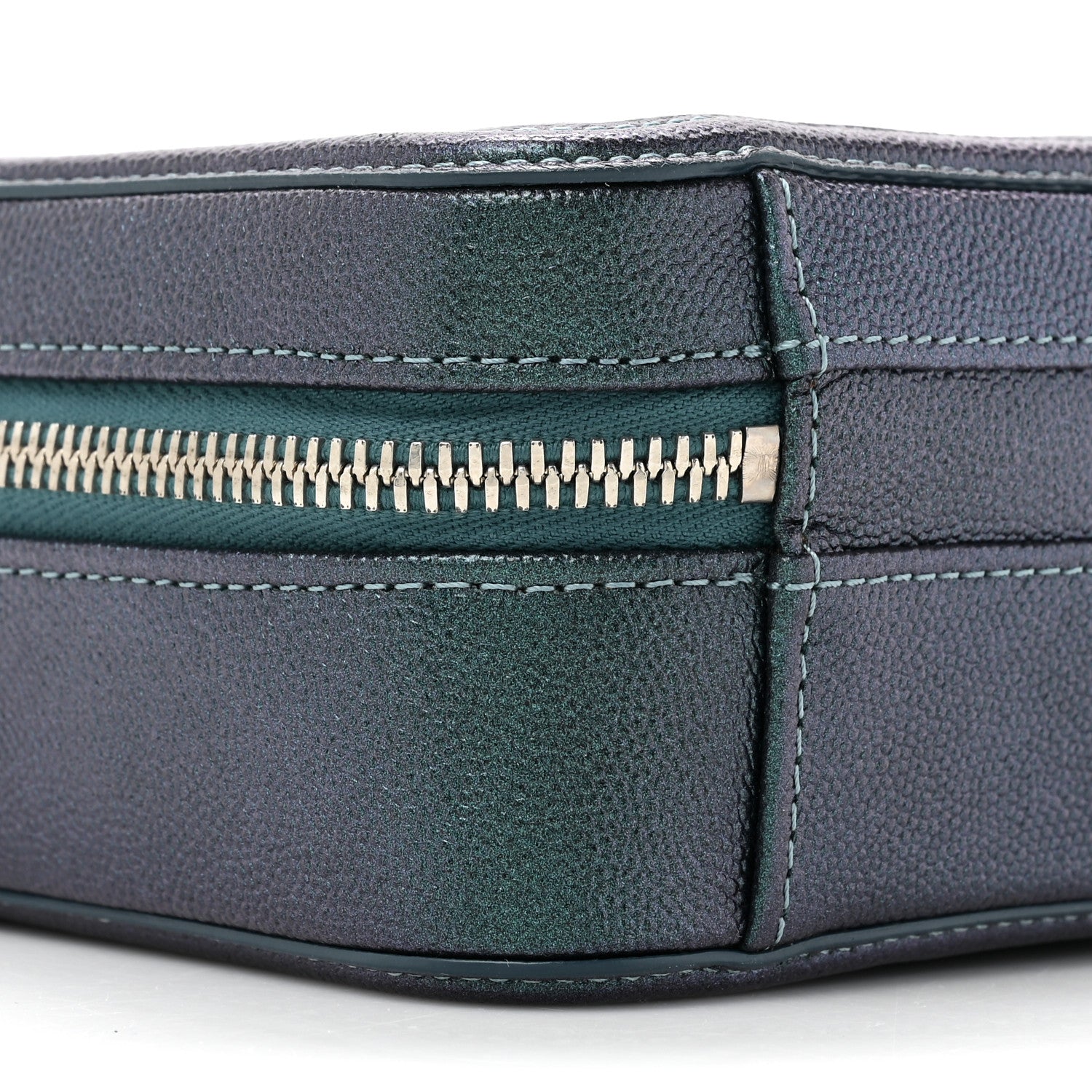 Chanel Iridescent Caviar Quilted Small CC Filigree Vanity Case Dark Turquoise 11 of 12