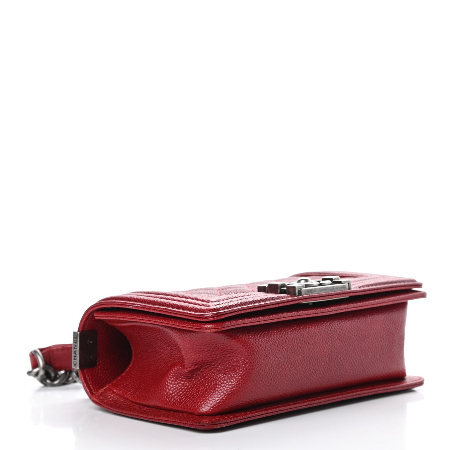 Caviar Quilted Small Boy Flap Dark Red