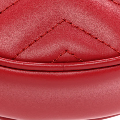 Gucci Calfskin Matelasse GG Marmont Round Wrist Wallet Hibiscus Red 10 of 12