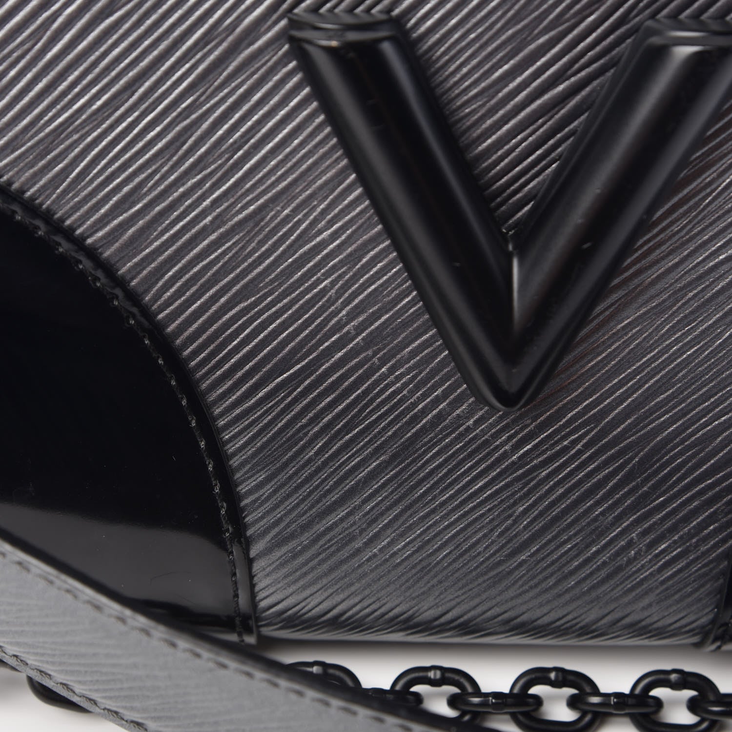 Louis Vuitton Epi Patent Twist Shoulder Bag MM Anthracite Nacre 8 of 16