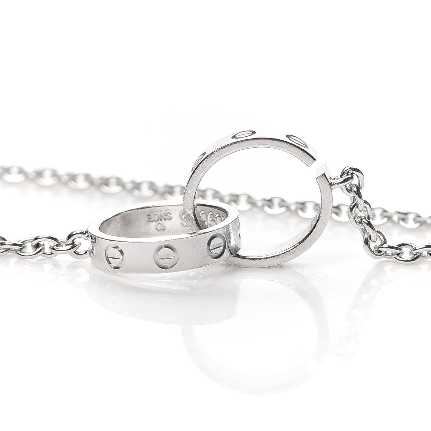 18K White Gold Baby LOVE Necklace