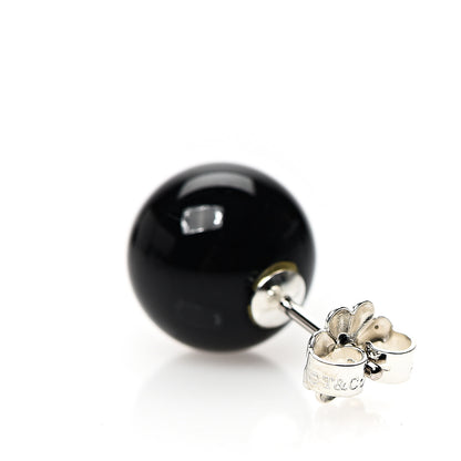 Tiffany Sterling Silver Black Onyx 10mm Ziegfeld Earrings 4 of 6