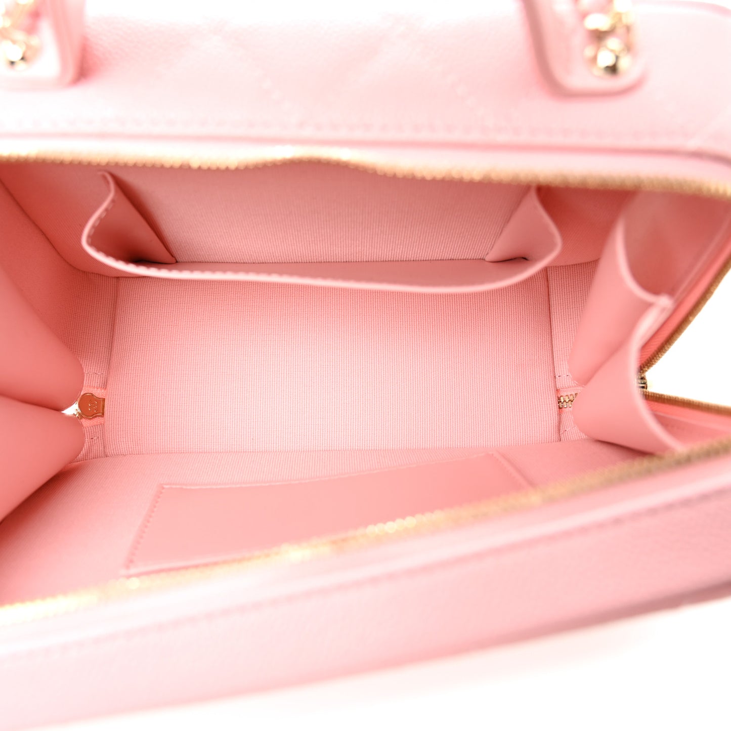 Caviar Quilted Top Handle Vanity With Chain Light Pink