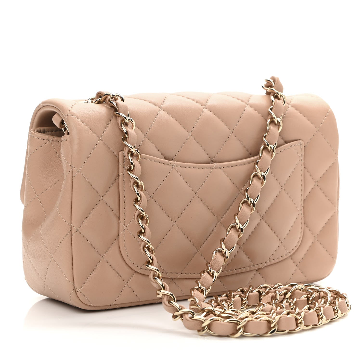 Chanel Lambskin Quilted Mini Rectangular Flap Beige 3 of 12