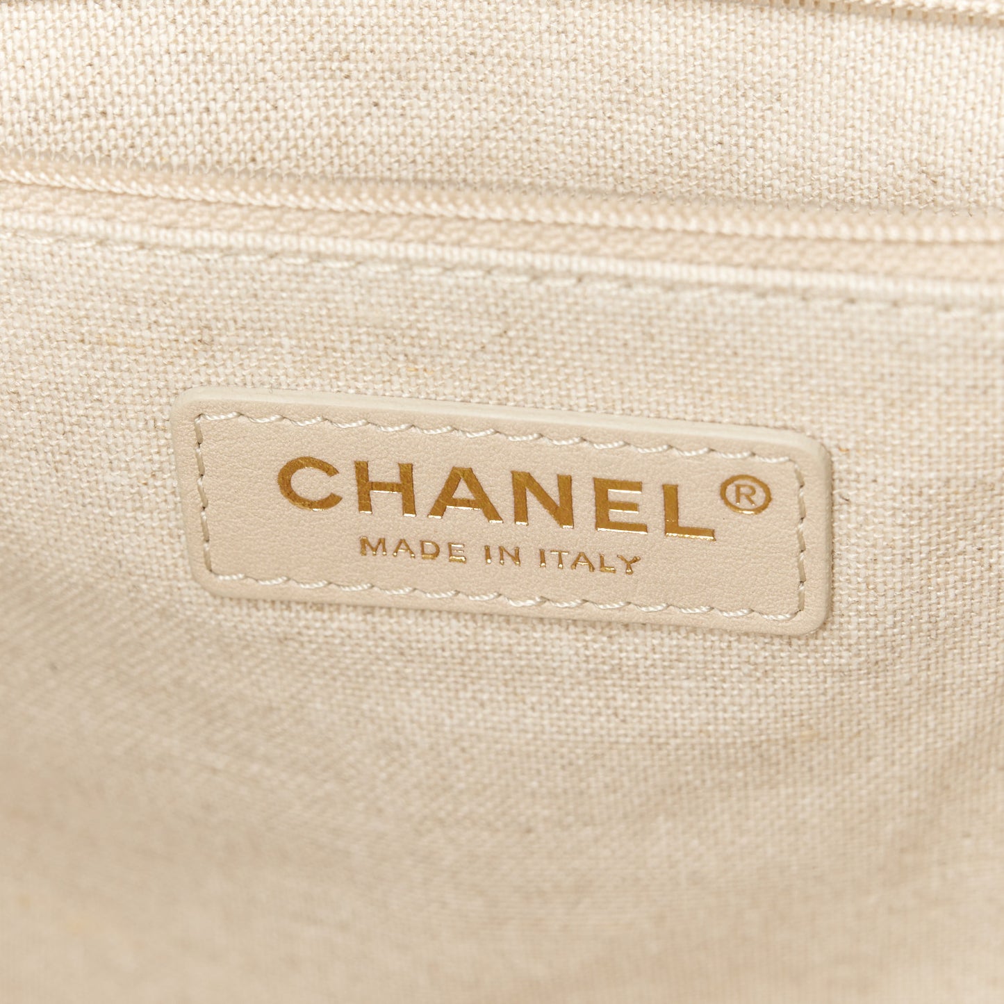 Mixed Fibers Calfskin Small Deauville Tote Beige White