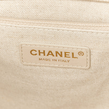 Chanel Mixed Fibers Calfskin Small Deauville Tote Beige White 8 of 13