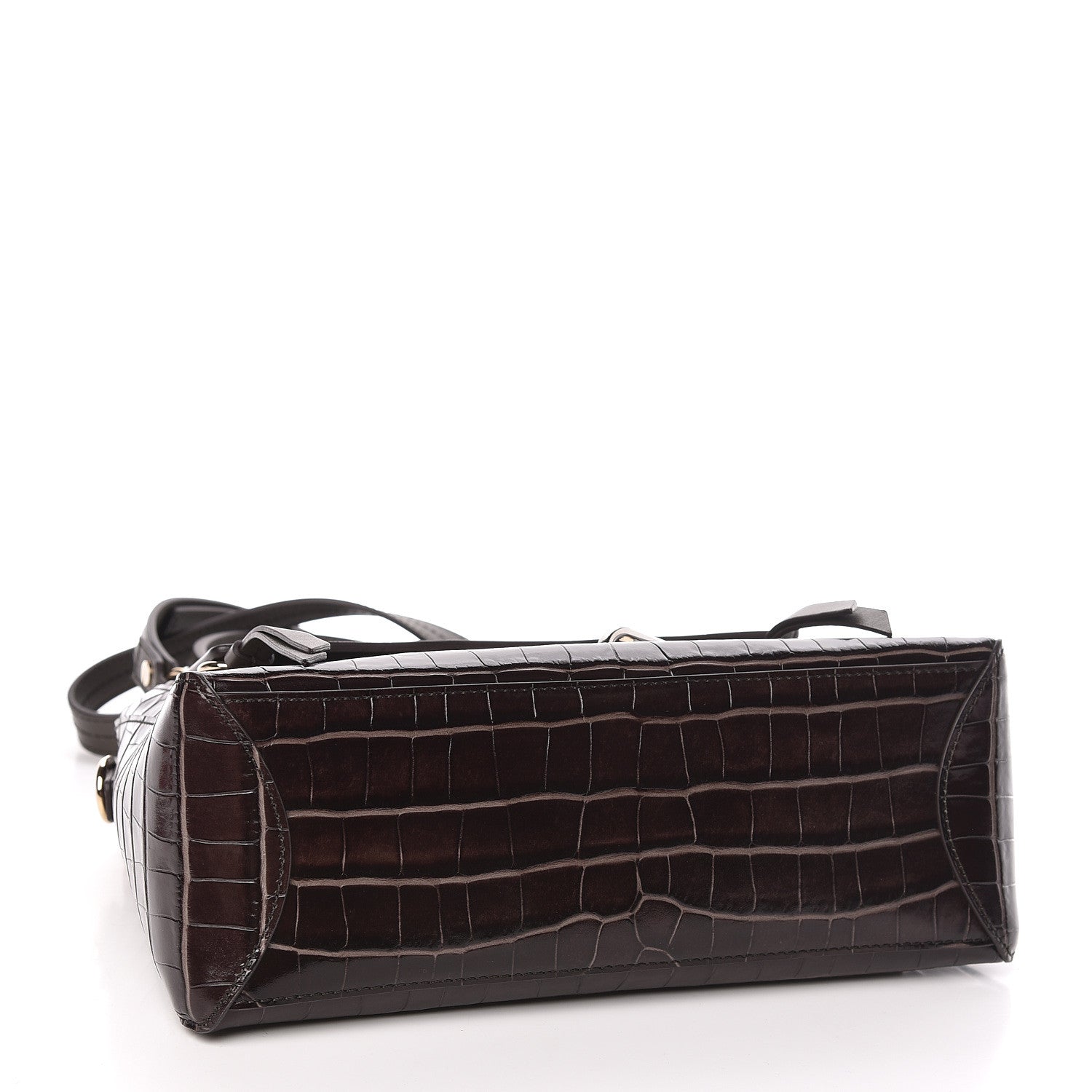 Chloe Calfskin Crocodile Embossed Small Faye Day Shoulder Bag Profound Brown 4 of 9