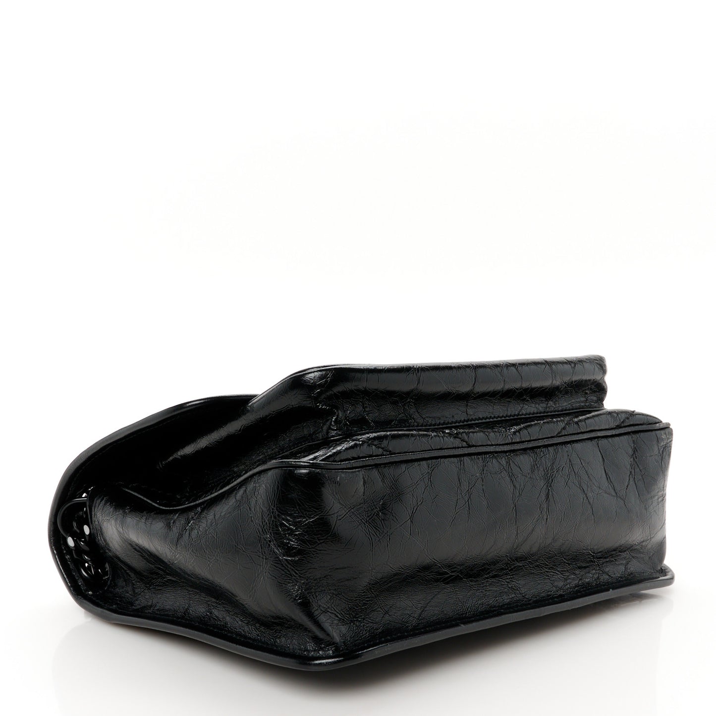 Crinkled Calfskin Matelasse Monogram Medium Niki Chain Satchel Black