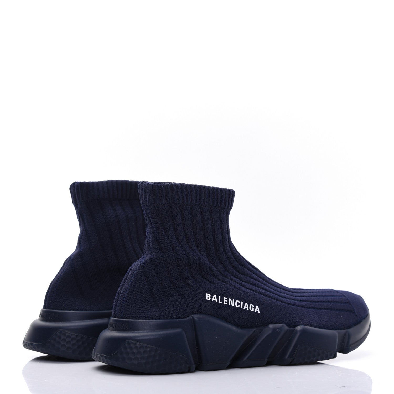 Balenciaga Ribbed Effect Knit Mens Speed Sneakers 39 Bleu Marine 4 of 8