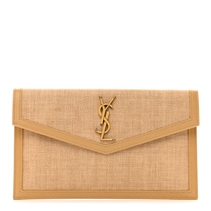 Saint Laurent Micro Raffia Uptown Pouch Natural Hay Blush 1 of 7