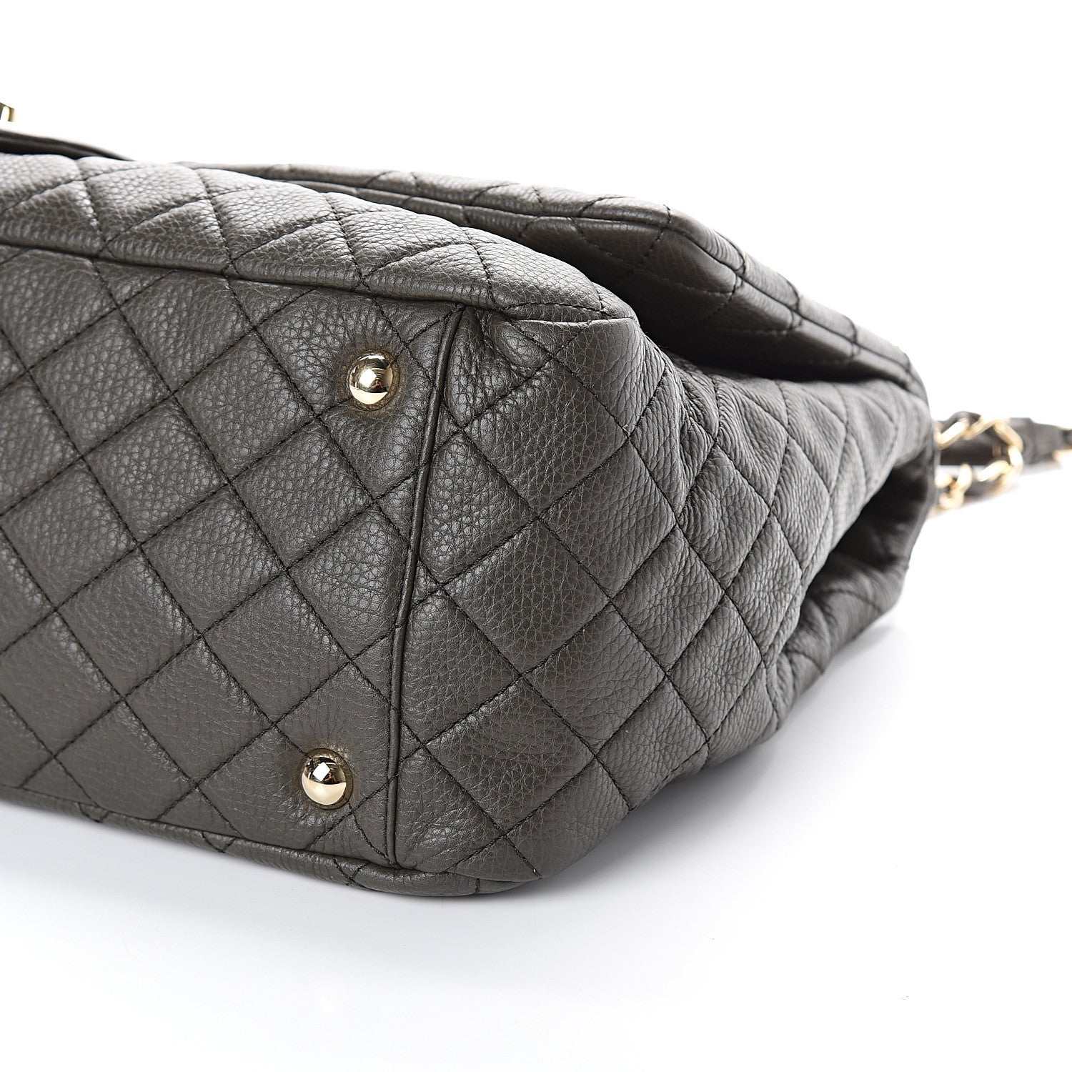 Chanel Metallized Calfskin Quilted XXL Travel Flap Bag Khaki 9 of 9