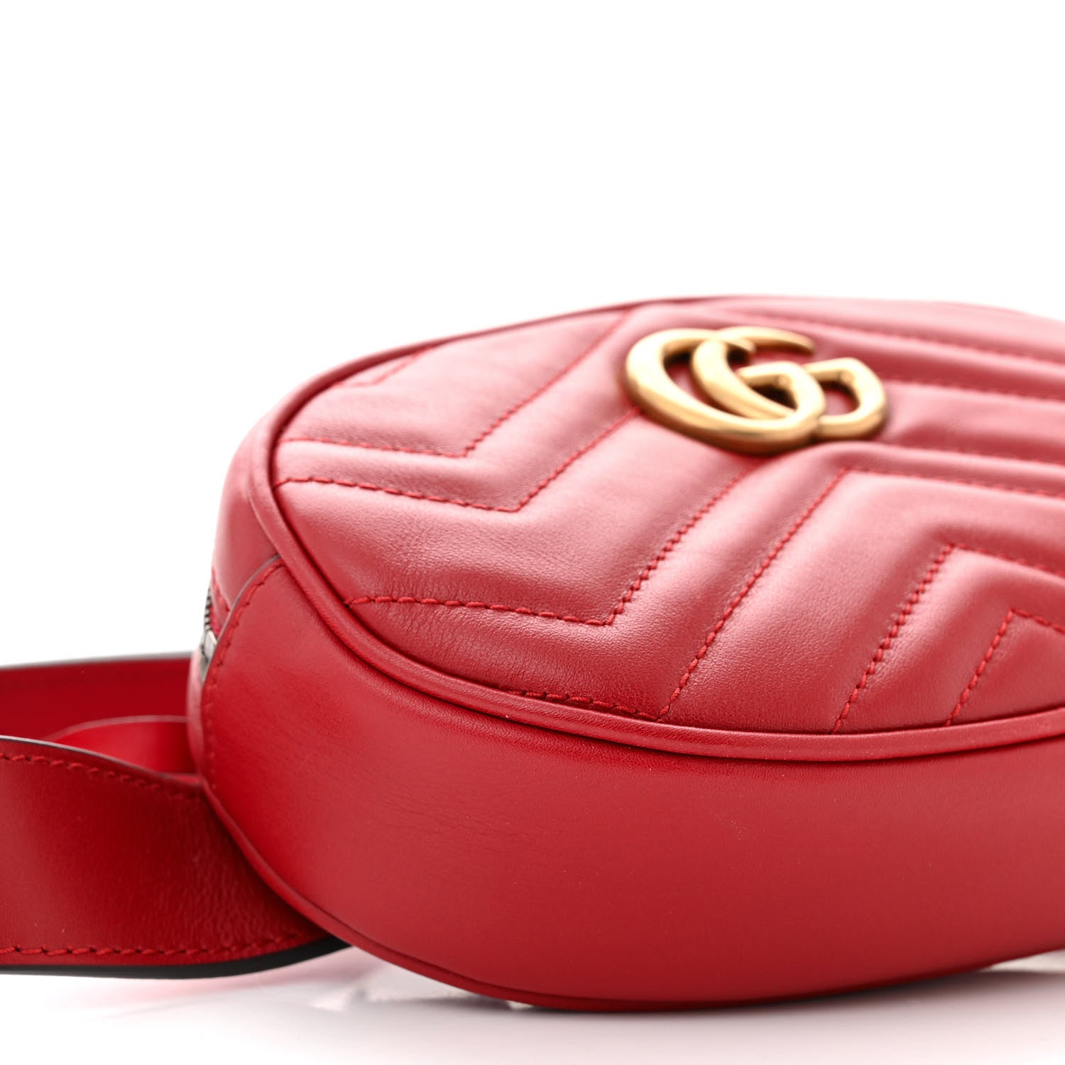 Gucci Calfskin Matelasse GG Marmont Belt Bag 75 30 Hibiscus Red 9 of 13