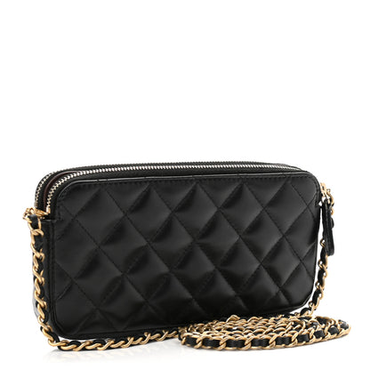 Chanel Lambskin Quilted Small Clutch With Chain Black 3 of 14