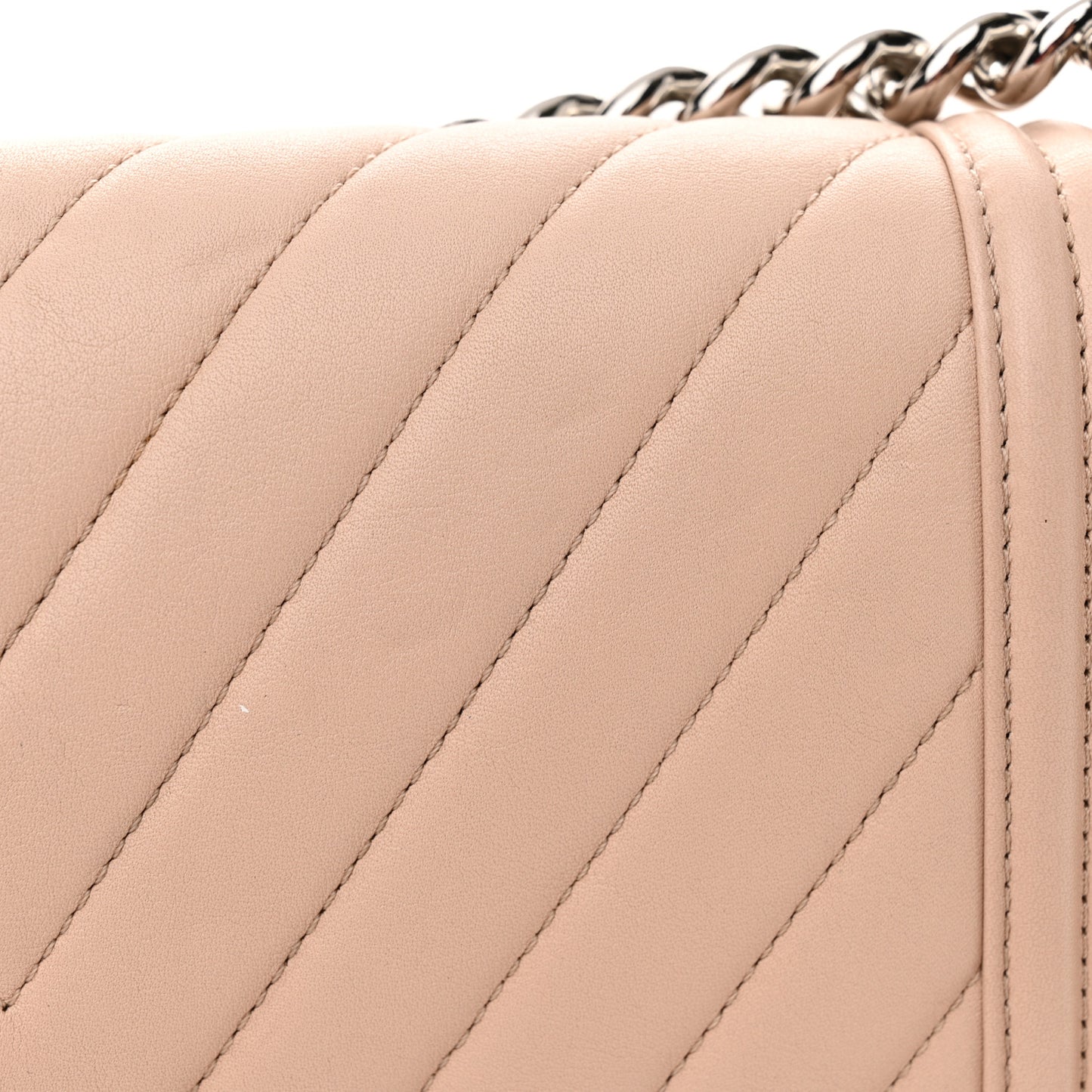 Calfskin Chevron Quilted Medium Boy Flap Beige
