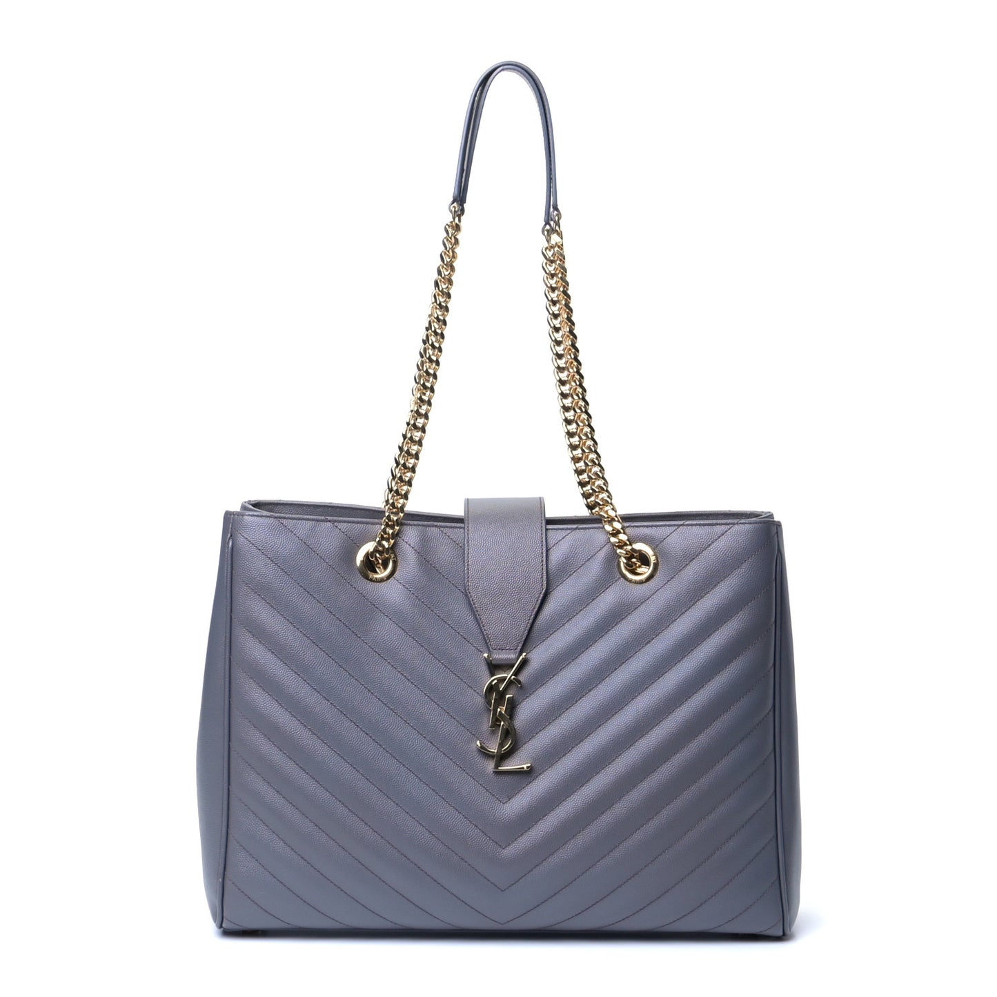 Grain De Poudre Matelasse Chevron Monogram Shopping Bag Fog