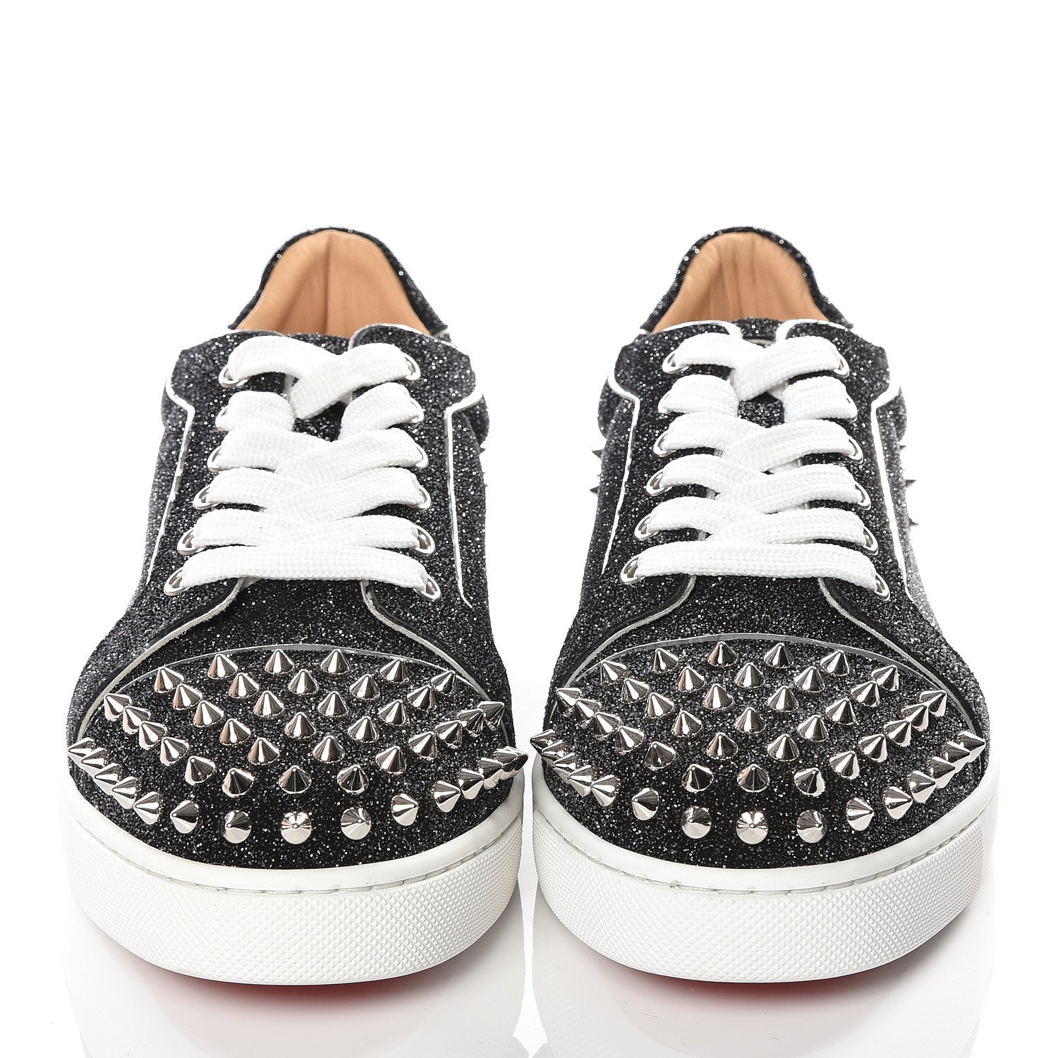 Christian Louboutin Crosta Womens Vieira Spiked Flat Comete Sneakers 39.5 Black Silver 3 of 11