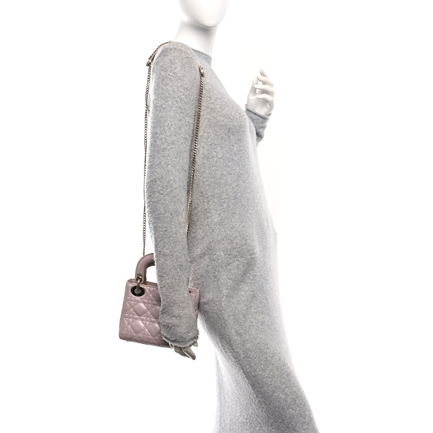 Christian Dior Lambskin Cannage Mini Lady Dior Rose Clair 2 of 11