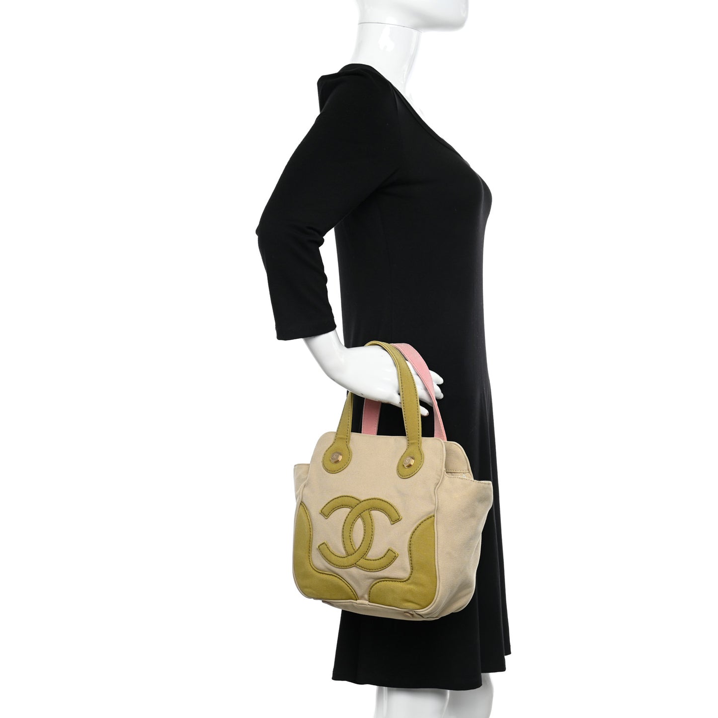Canvas CC Handbag Green Pink Beige