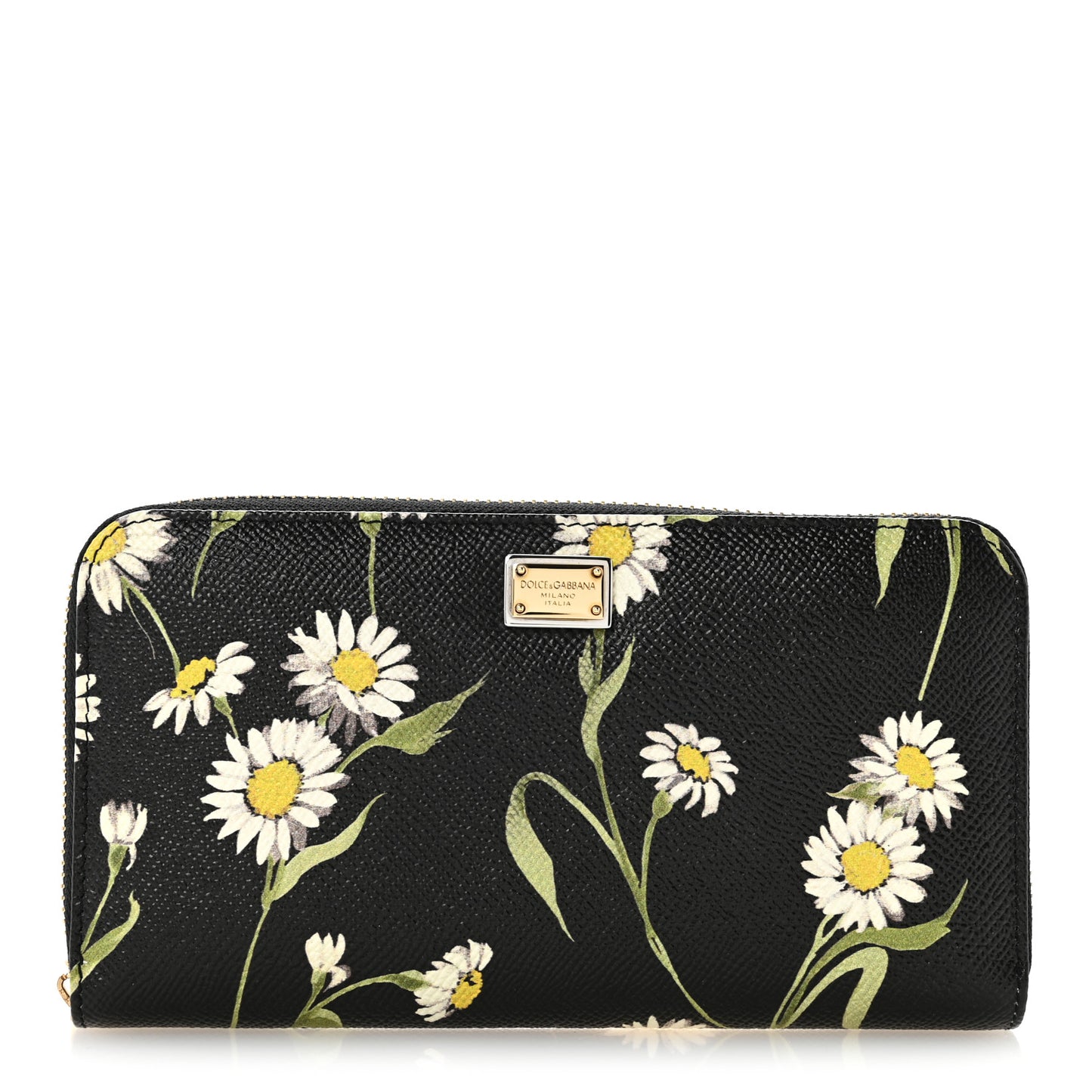 Dauphine Daisy Print Zip Around Wallet Black