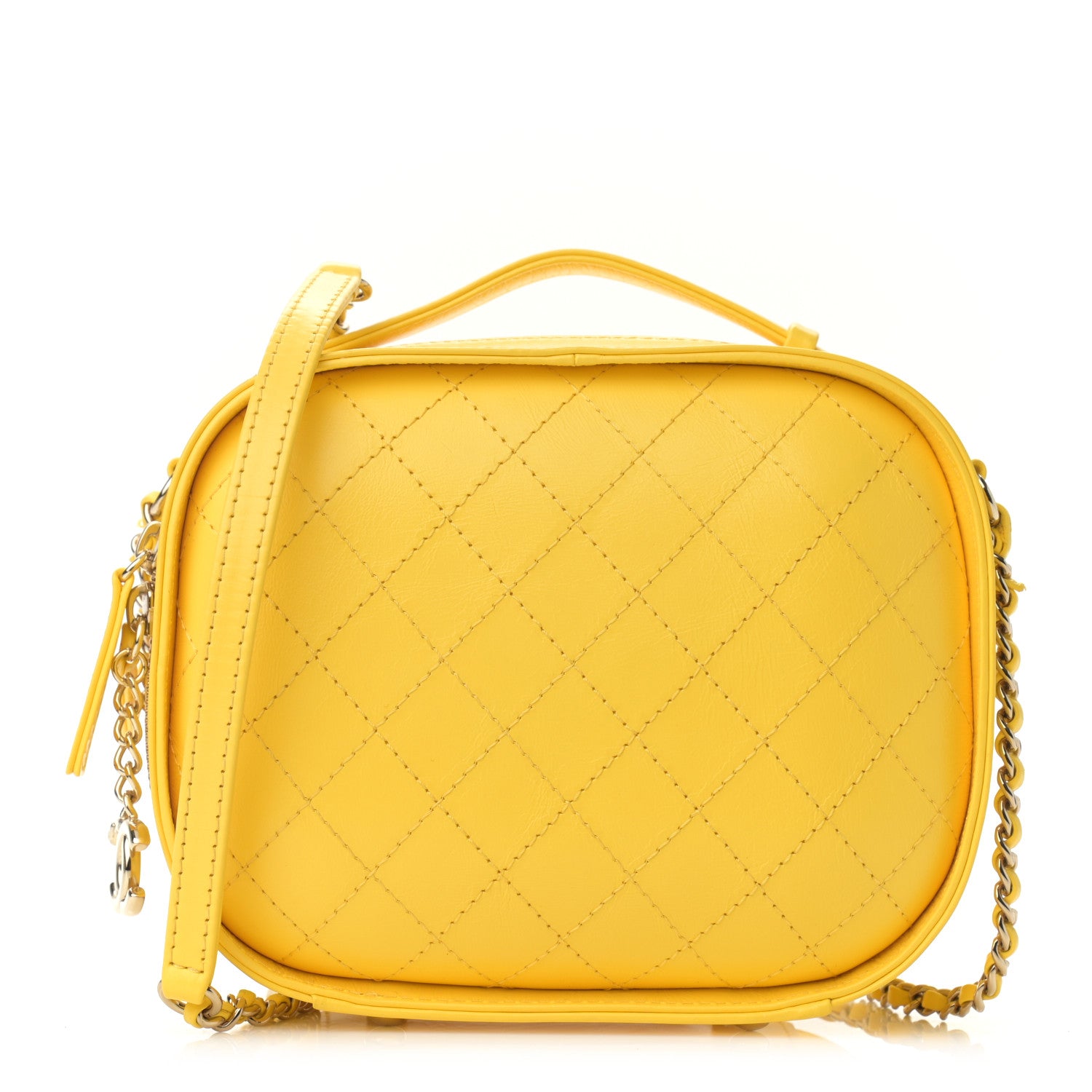 Chanel Crumpled Calfskin Vanity Case Yellow 1 of 11
