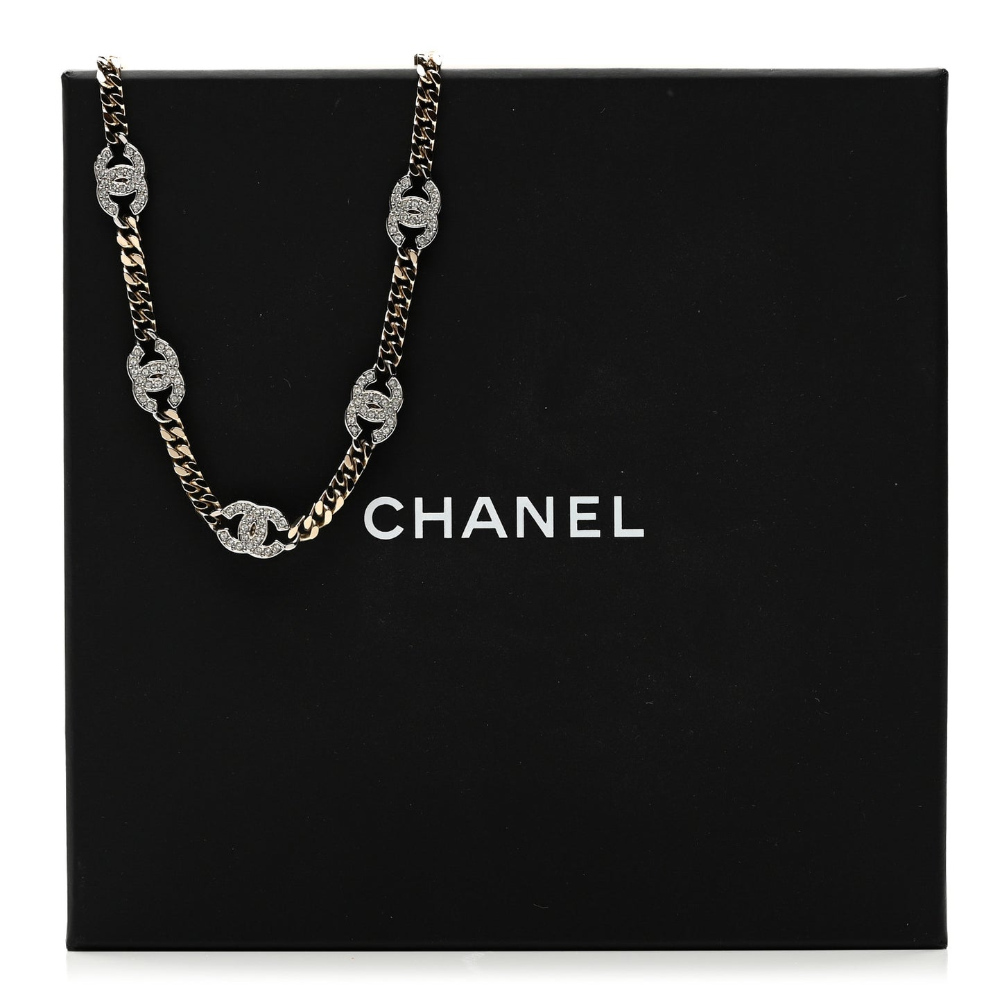 Crystal Chain CC Link Choker Gold Silver