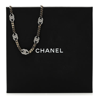 Chanel Crystal Chain CC Link Choker Gold Silver 6 of 6