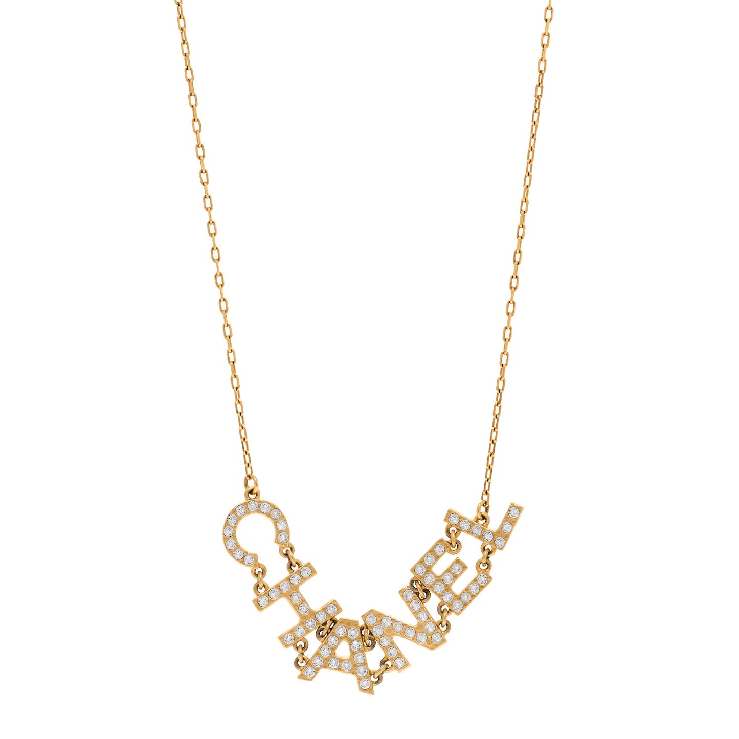 Metal Crystal 90's Icon Logo Necklace Gold