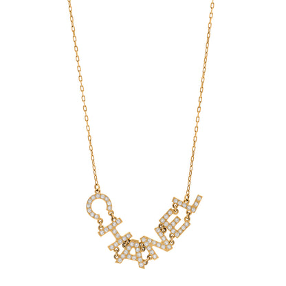 Chanel Metal Crystal 90's Icon Logo Necklace Gold 1 of 6