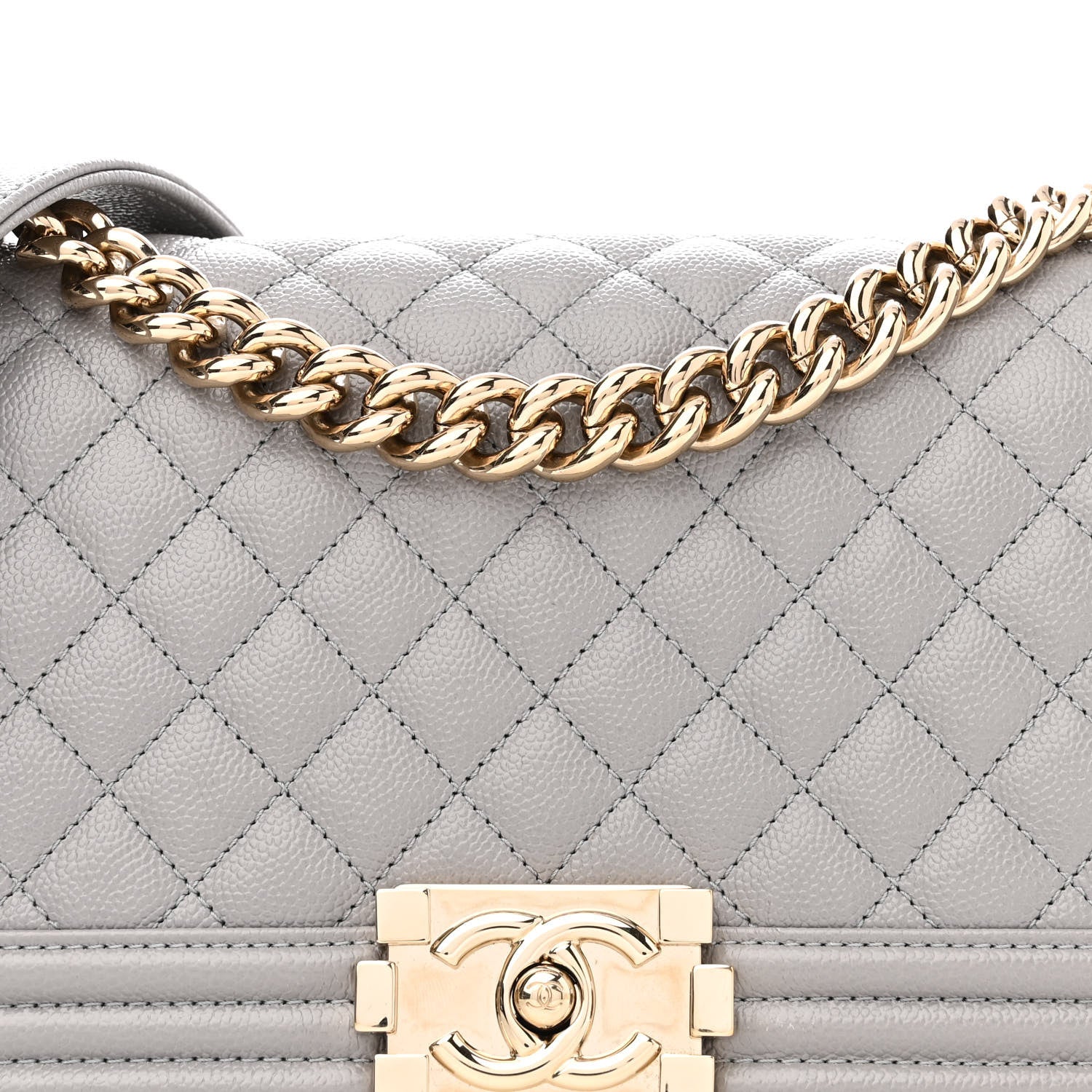 Chanel Caviar Quilted Medium Boy Flap Light Grey 8 of 11
