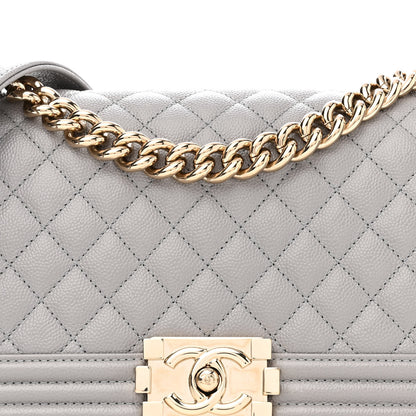 Chanel Caviar Quilted Medium Boy Flap Light Grey 8 of 11