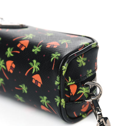 Prada Saffiano Palm Tree Print Pouch Black 6 of 8