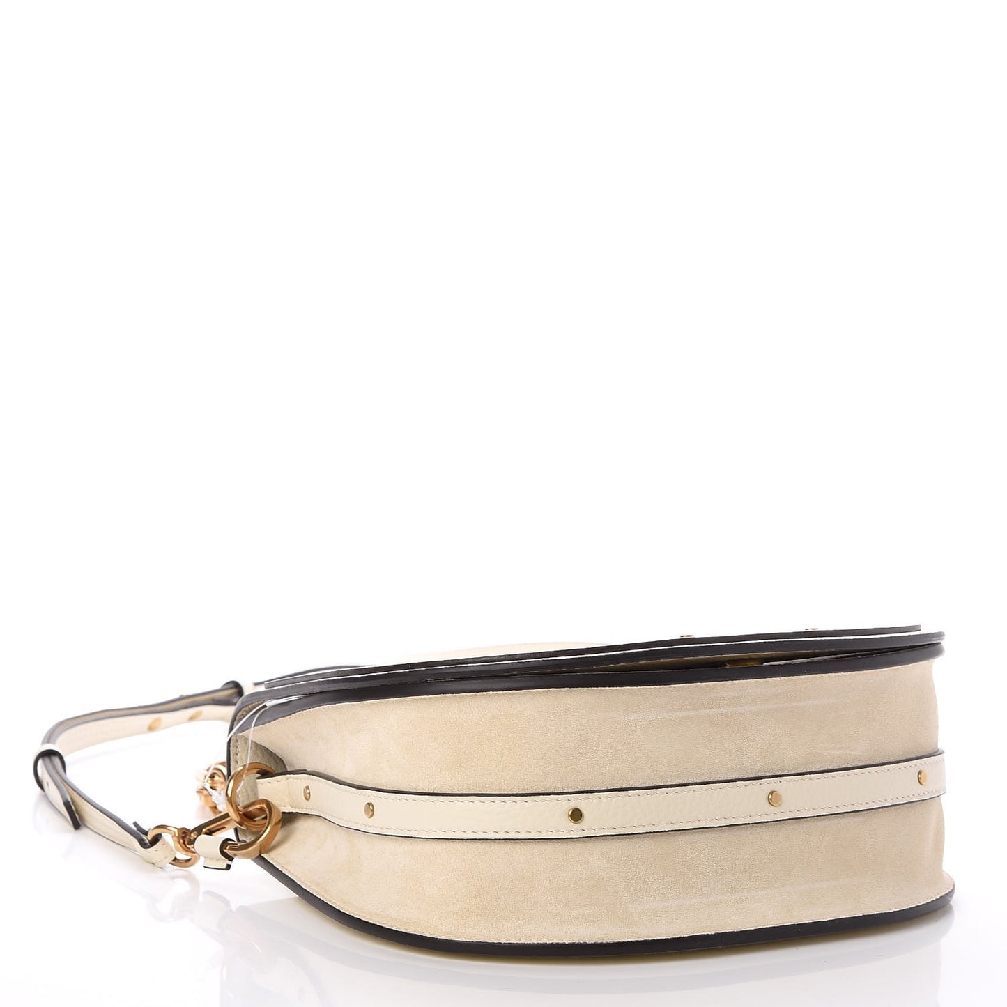 Calfskin Suede Medium Nile Bracelet Bag Off White