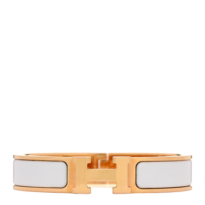 Hermes Enamel Narrow Clic Clac H Bracelet PM White 1 of 3