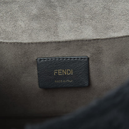Fendi Velluto Astrakan Vitello Dolce F is Fendi Kan I Shoulder Bag Black 6 of 8