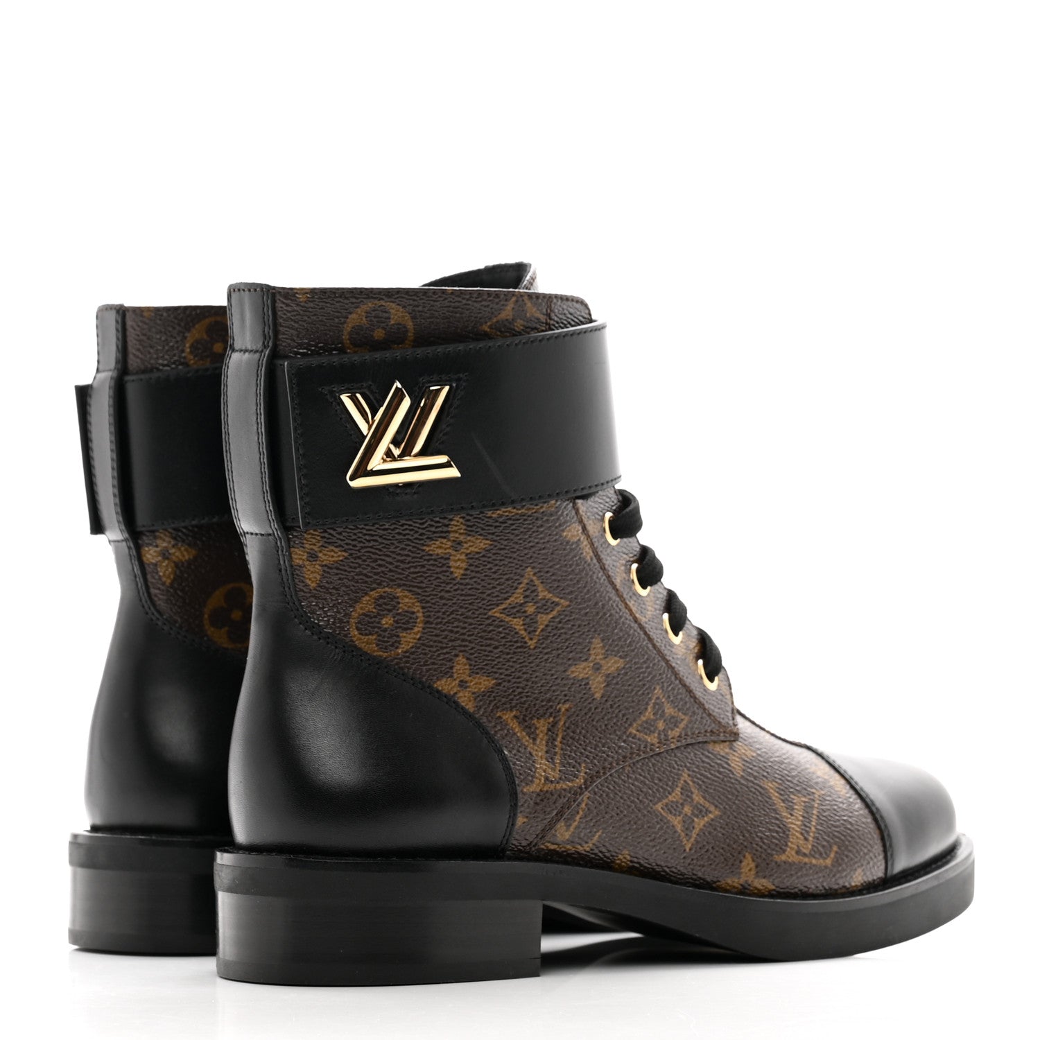 Louis Vuitton Calfskin Monogram Wonderland Flat Ranger Boots 38 Black 4 of 9