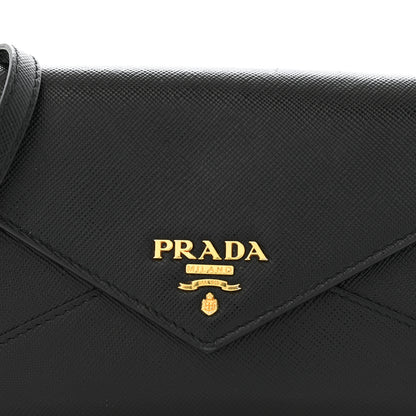 Prada Saffiano Envelope Crossbody Wallet Black 9 of 14