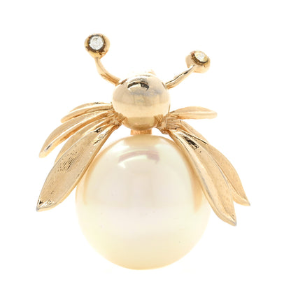 Christian Dior Crystal Pearl Bug Brooch Gold 1 of 6