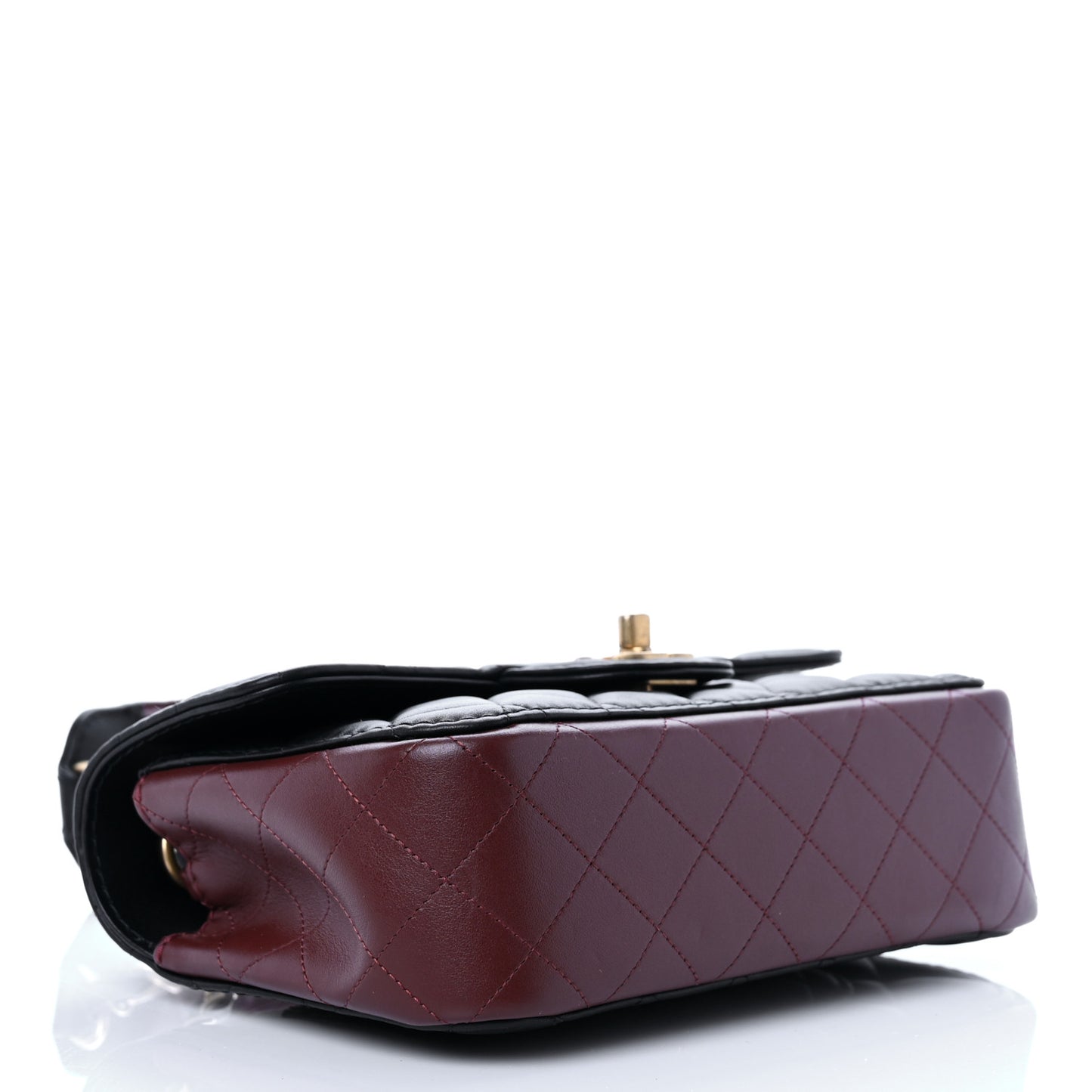 Calfskin Quilted Small Strap Into Flap Bag Black Brown