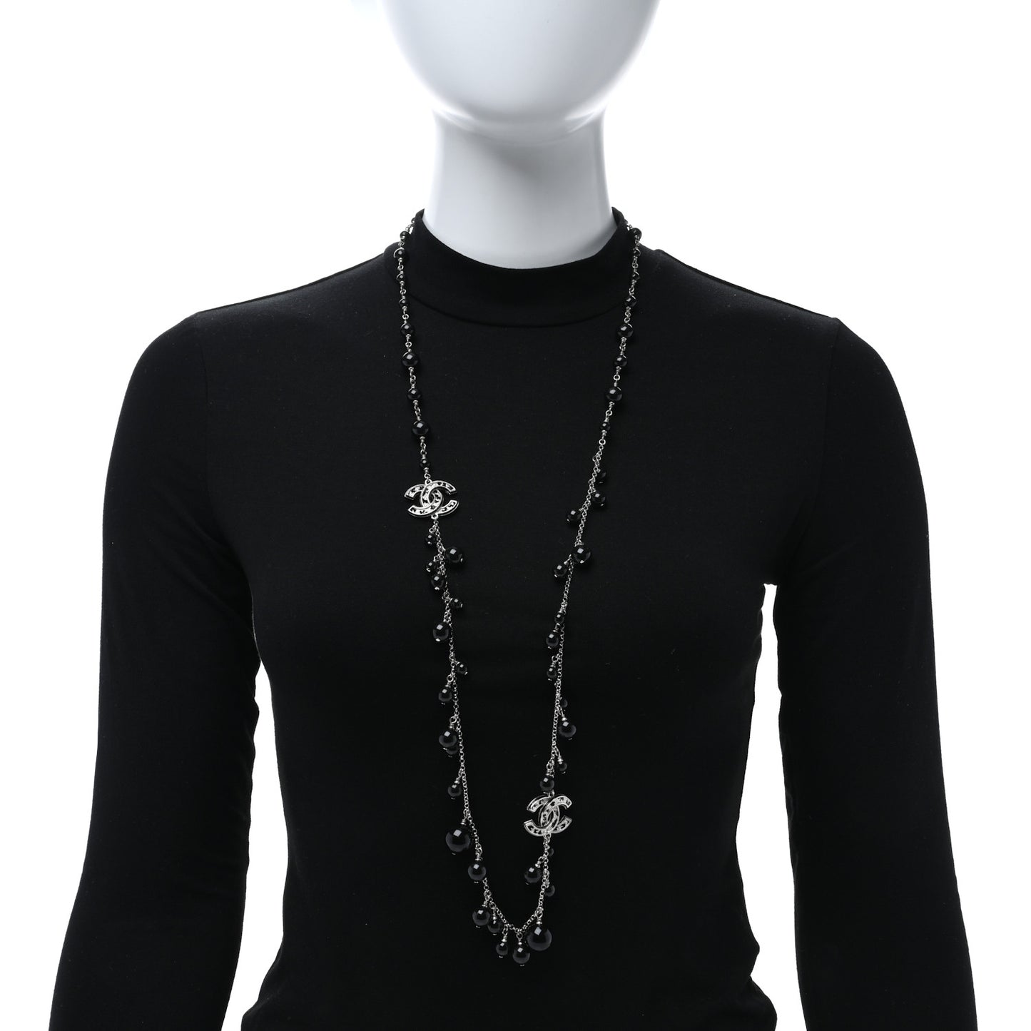 Ruthenium Beaded CC Long Necklace