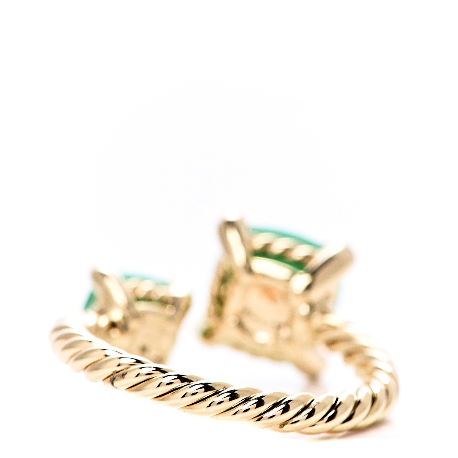 David Yurman 18K Yellow Gold Diamond Chrysoprase Chatelaine Bypass Ring 54 7 4 of 6
