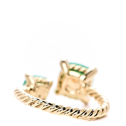 David Yurman 18K Yellow Gold Diamond Chrysoprase Chatelaine Bypass Ring 54 7 4 of 6