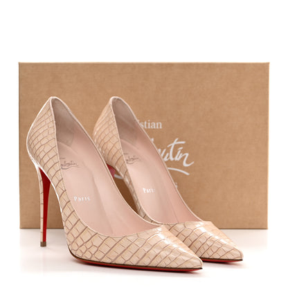 Christian Louboutin CHRISTIAN LOUBOUTIN Calfskin Crocodile Embossed Kate 100 Pumps 39.5 Leche 8 of 8