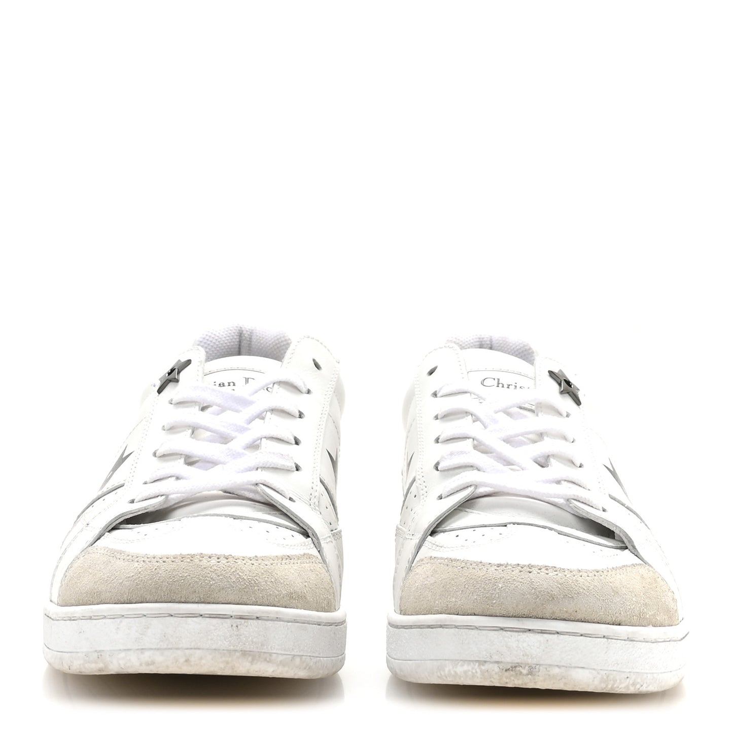 Calfskin Suede Dior Star Low Top Sneakers 37 White Black
