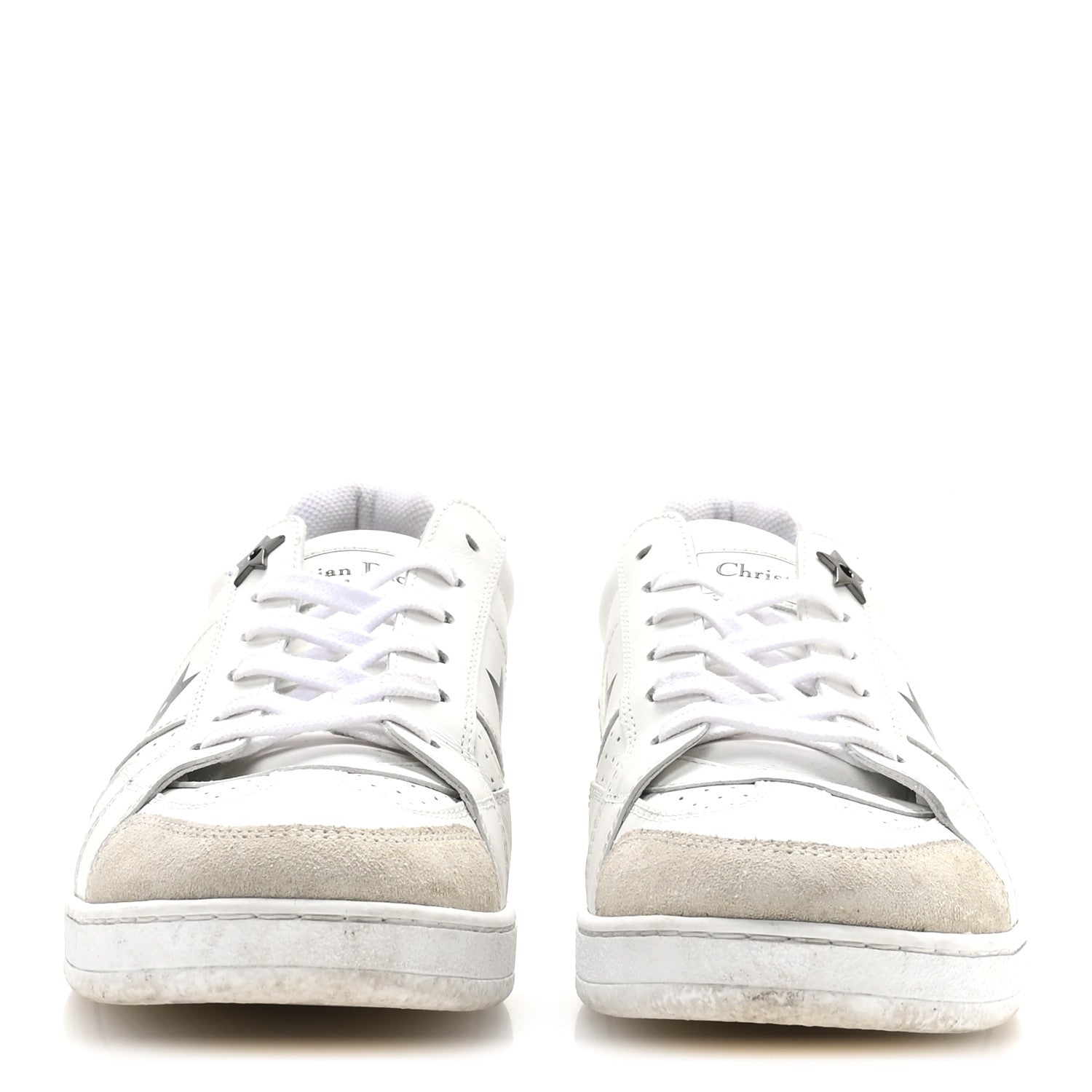 Christian Dior Calfskin Suede Dior Star Low Top Sneakers 37 White Black 3 of 8