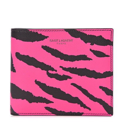 Saint Laurent Grain De Poudre Zebra Print East West Wallet Pink 1 of 6