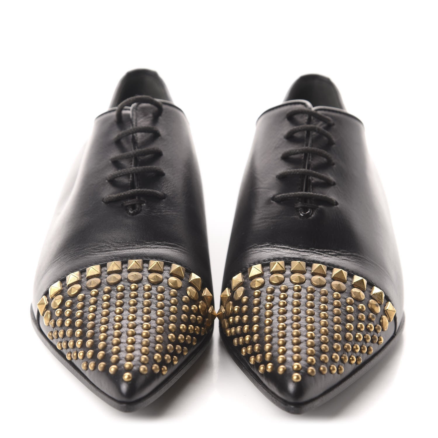 Gucci Calfskin Studded Lace Up Oxford 36 Black 2 of 10